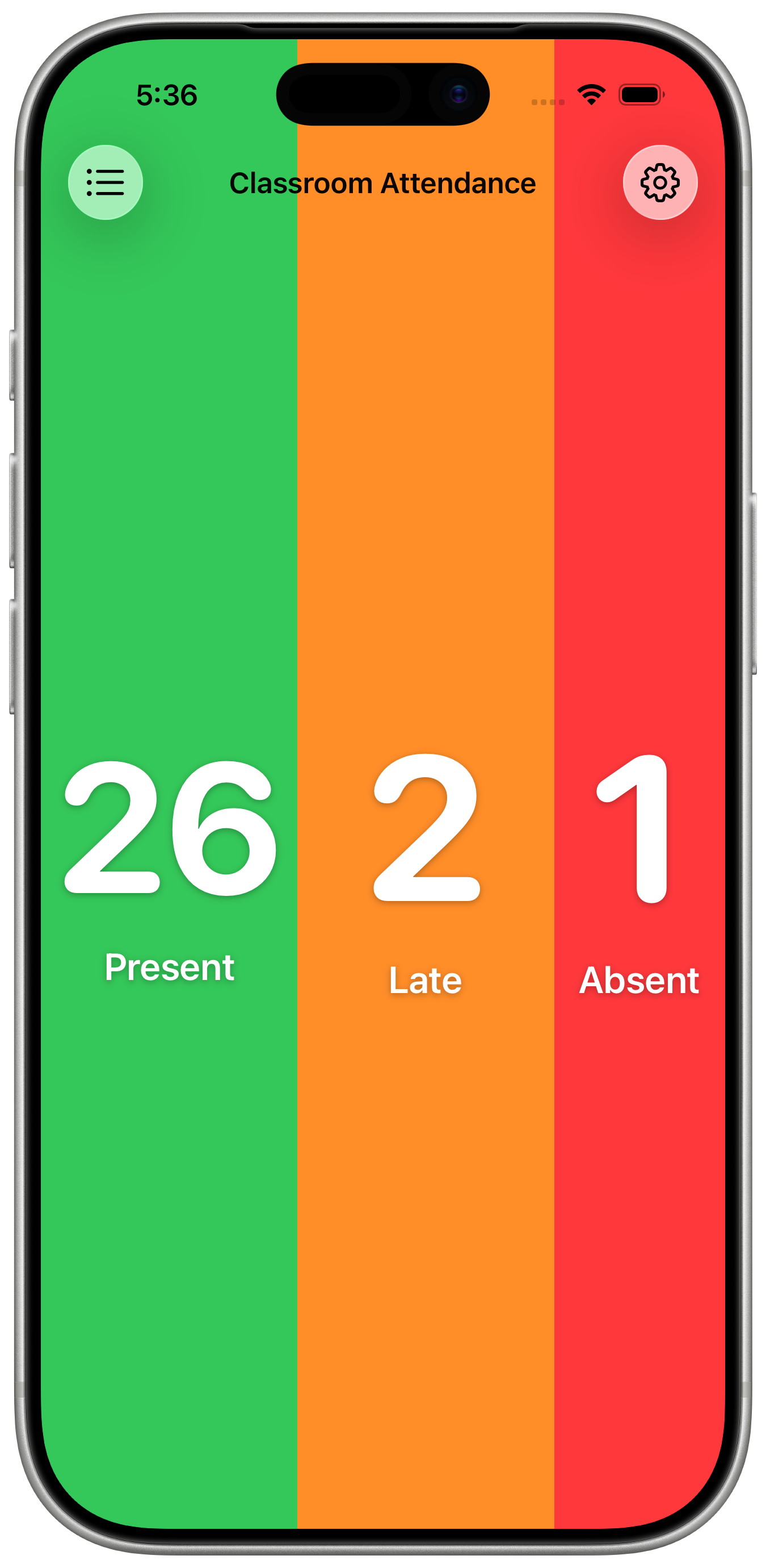 Classroom attendance counters in KeepCount
