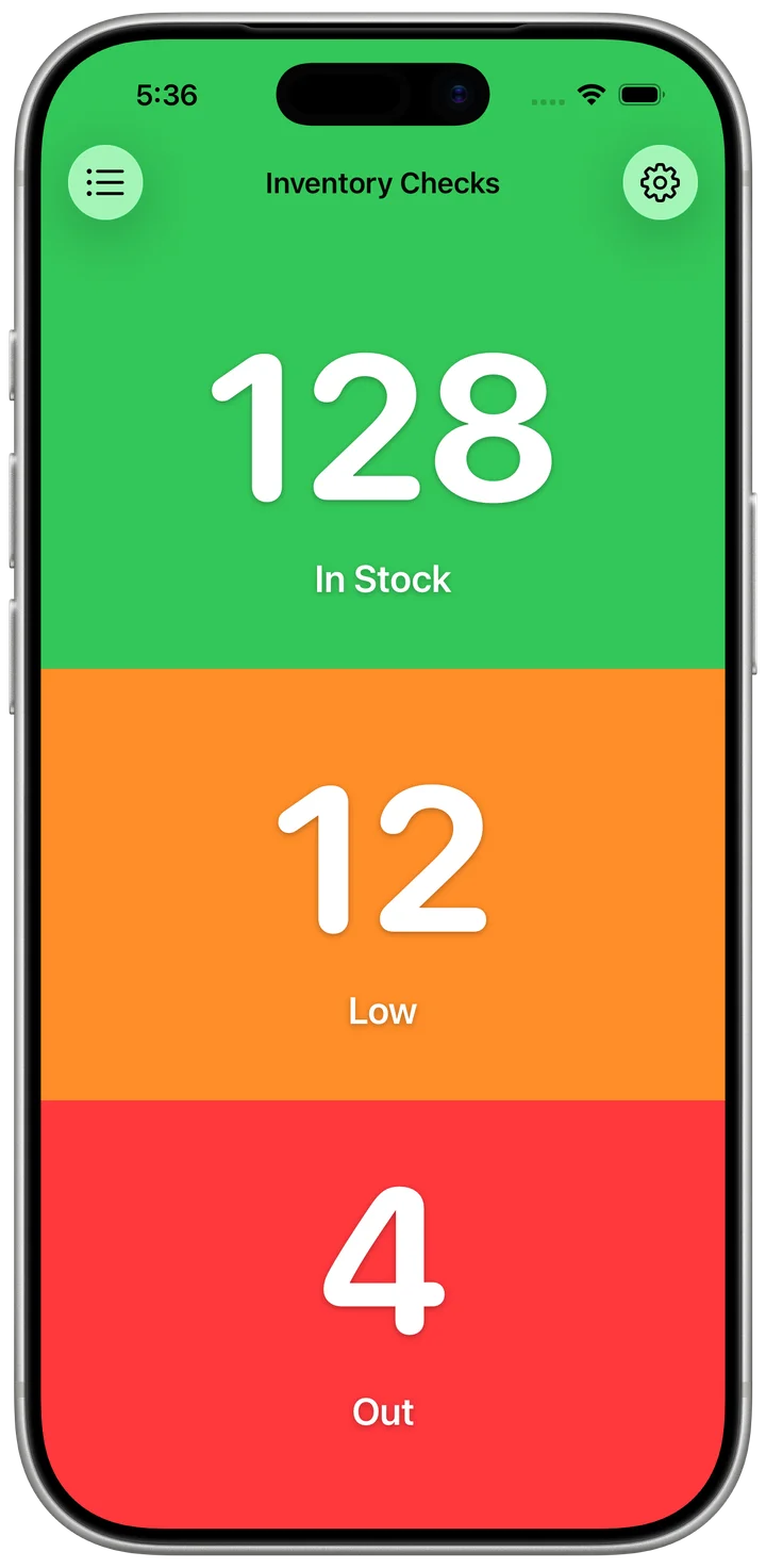 Inventory checks counters in KeepCount