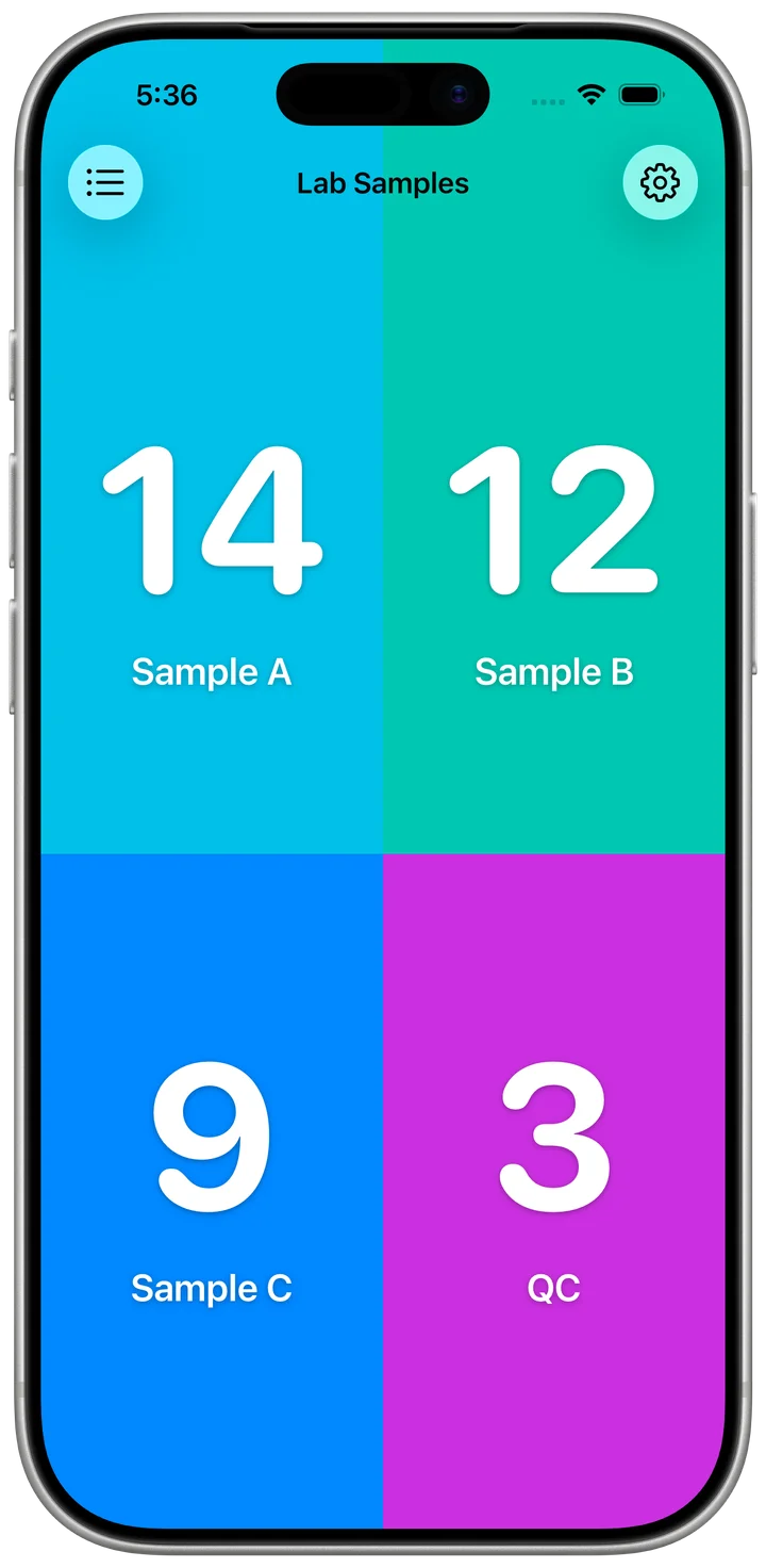 Lab samples counters in KeepCount