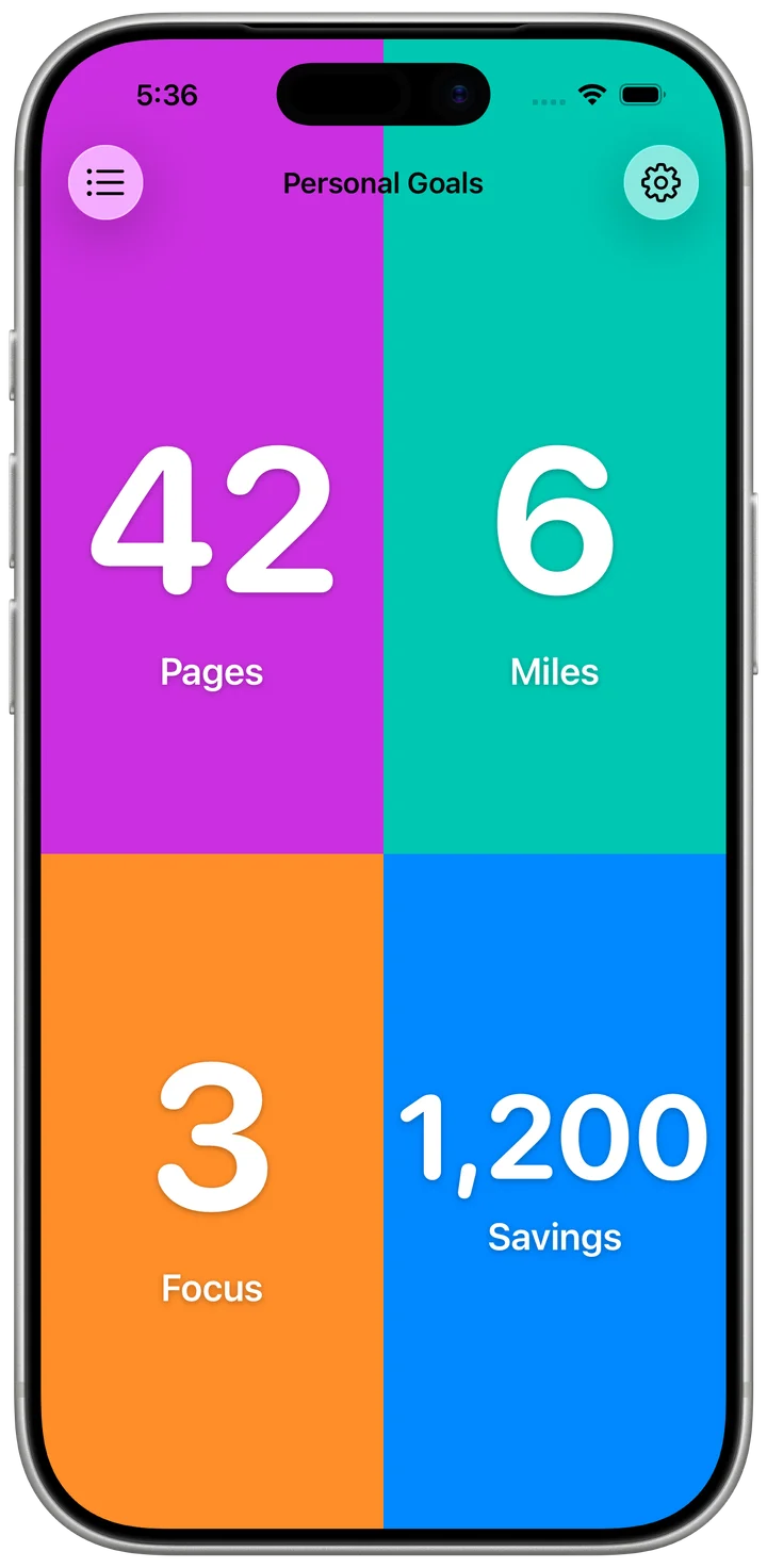 Personal goals counters in KeepCount