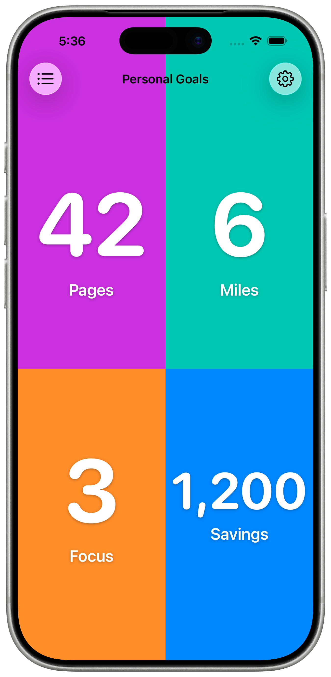 Personal goals counters in KeepCount