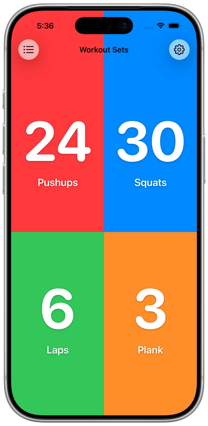Workout sets counters in KeepCount