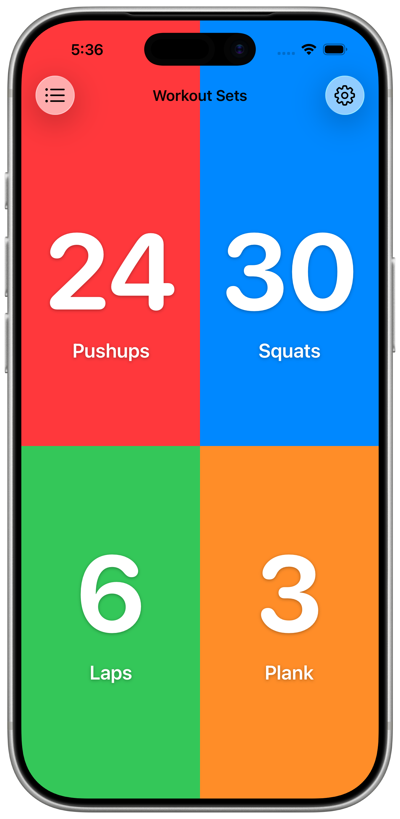 Workout sets counters in KeepCount